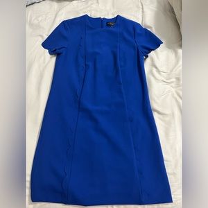 Blue Short Sleeve Scalloped detail dress
